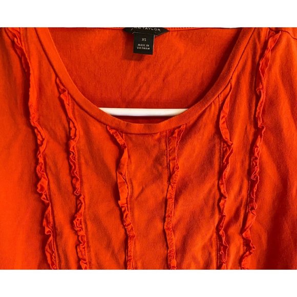Ann Taylor Bright Red Ruffle Front Tank Top XS - Picture 7 of 9